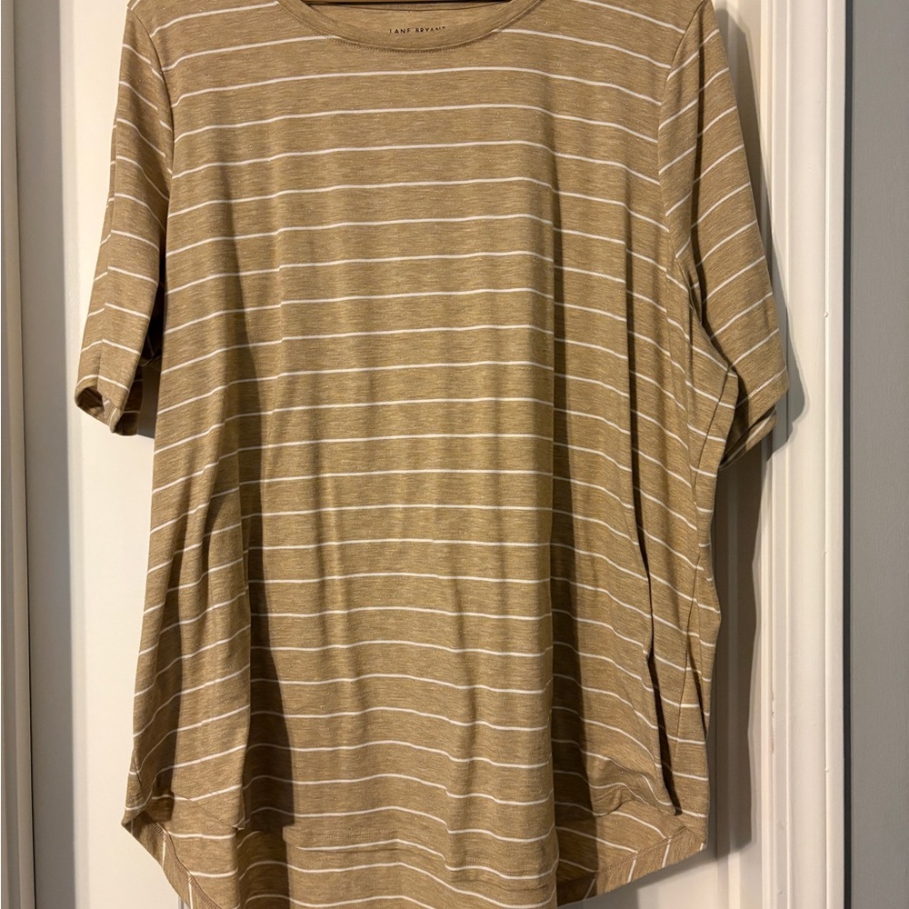 Lane Bryant Gold Striped T-Shirt